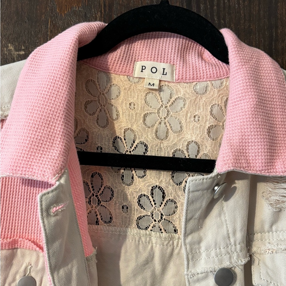 POL Pink and Cream Jean Jacket - Picture 3 of 8